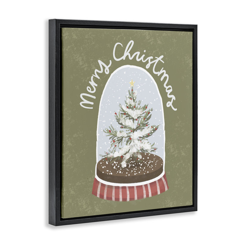 Cadre flottant Merry Christmas Snow Globe, design par Sadie Harper, Cadre flottant noir de jais, H 21 po x l 17 po