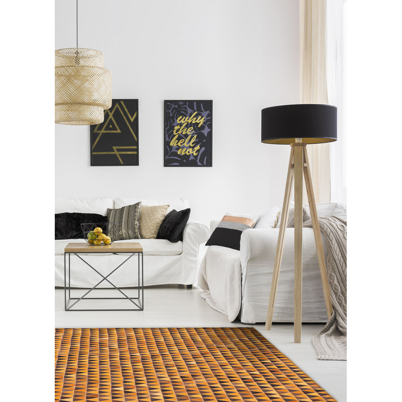 Cowhide Patchwork Orange Rug 5'11" x 5'11"
