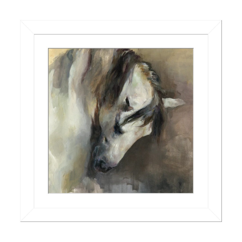 Classical Horse, 16" H x 16" W x 1" D, White Open Corner Frame Paper