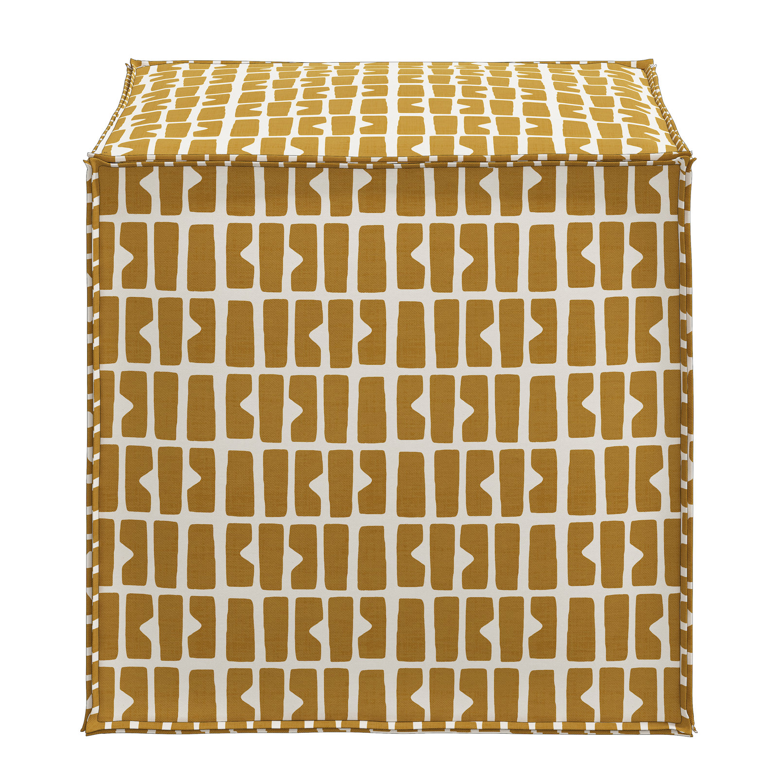 Esmerelda Upholstered Ottoman, Bloc Panel Mustard