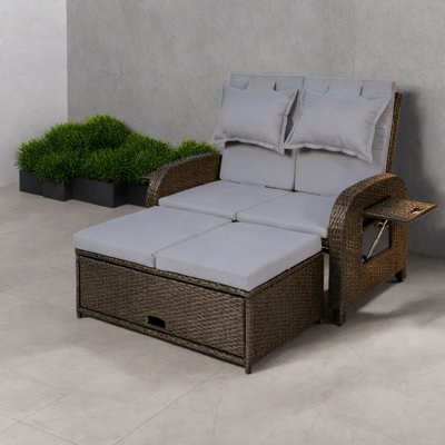 Multifunctional Convertible Patio Sofa, Steel Rattan Elegance For Home Leisure
