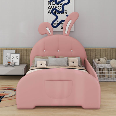 Twin Size Upholstered Rabbit-Shape Princess Bed