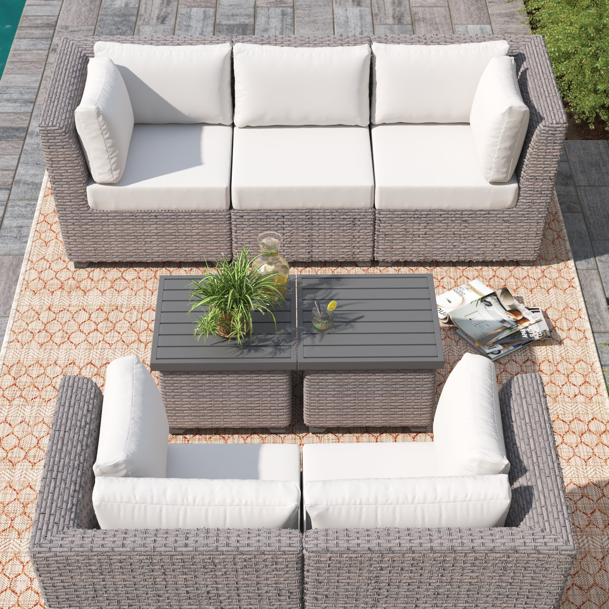 Waterbury Outdoor 6 Replacement Cushion Set Cushion Cover Sol 72 Outdoor Size 20 W X5 H Fabric Light Beige Performance