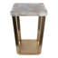 Table d'appoint contemporaine en pierre d'agate pour le salon - Table d'appoint carrée et étroite avec piètement en fer - 63,5 cm, blanc et or