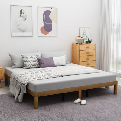 Structure de lit plateforme en bois de taille grand, aucun sommier requis, support de lattes en bois robuste, assemblage facile