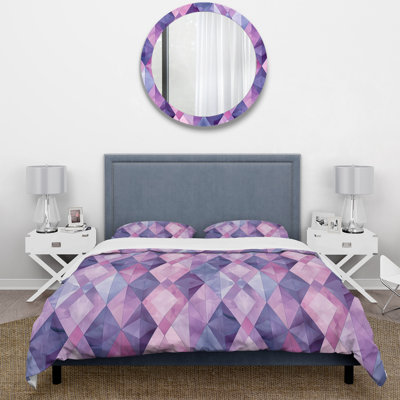 Ensemble de housse de couette mauve Mid-Century Rhombus