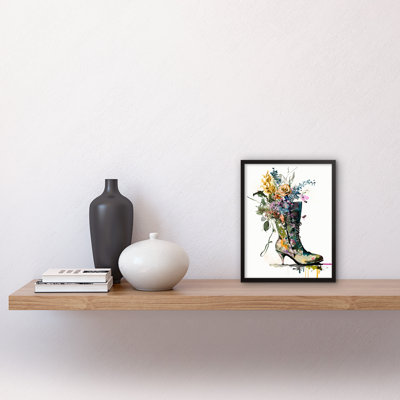 Maust Spring Flower Bouquet In High Heeled Combat Boot - Single Picture Frame Print