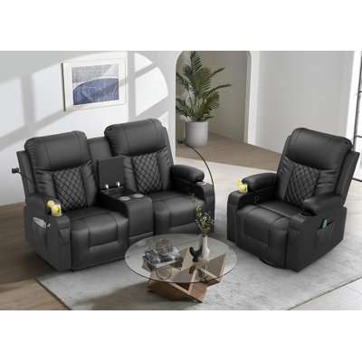 Rozena Loveseat Recliner Sofa Set with 2+1 Pieces in Living Room by Hokku Designs