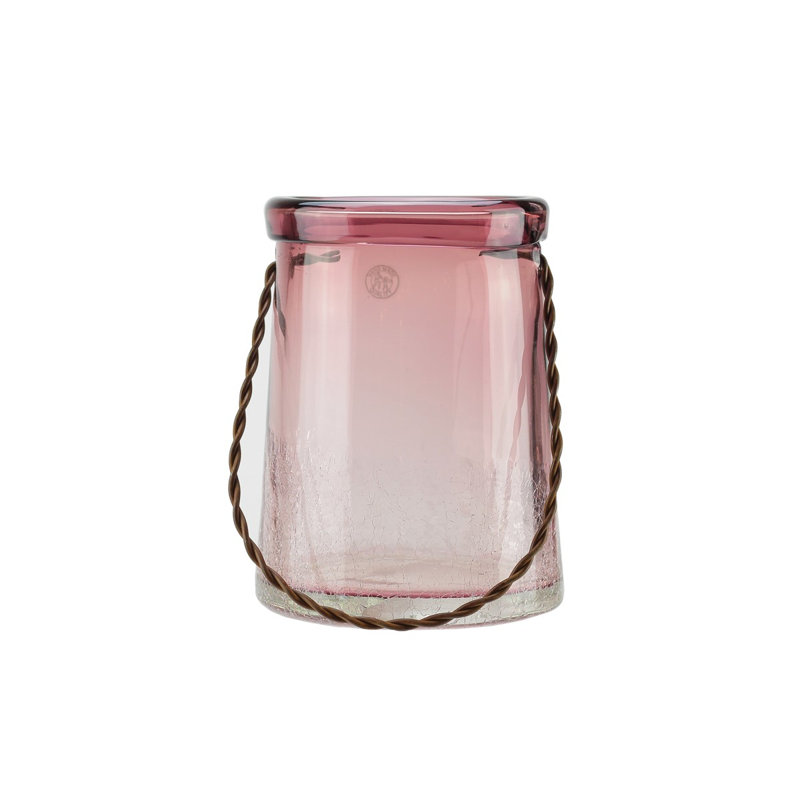 Porte-bougie 13,5 "en verre soufflé à la main mauve transparent