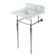 Edwardian Marble White/Matte Black Metal Rectangular Console Bathroom Sink with Overflow