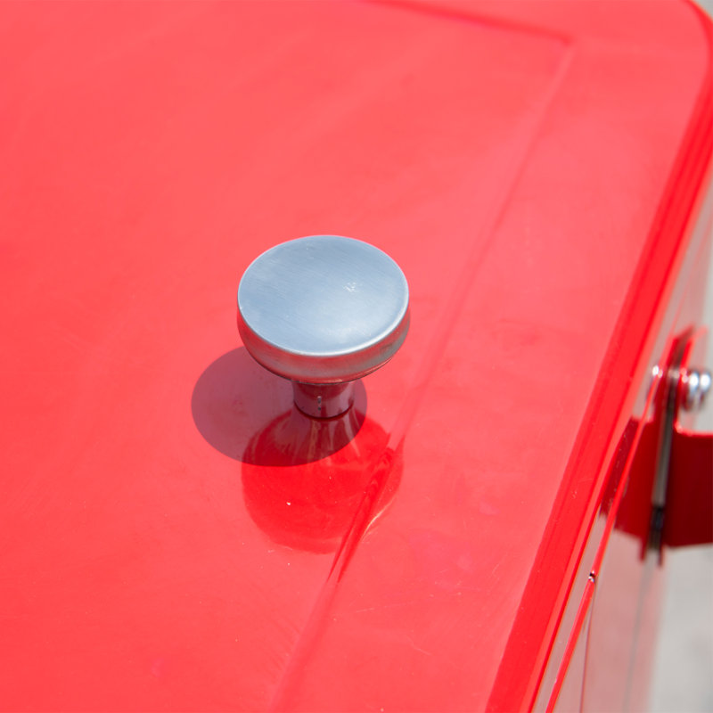 Ruby Red Metal Rolling Outdoor Cooler with Wheels