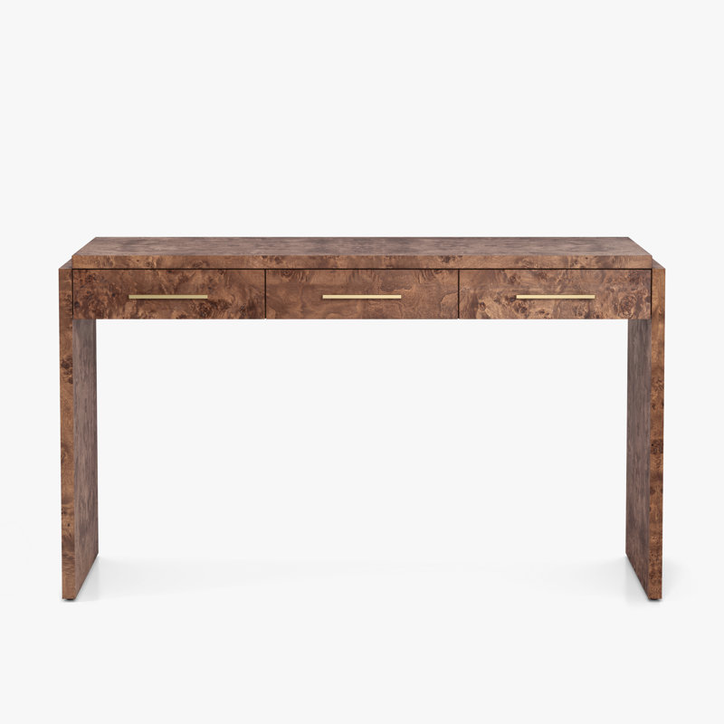 Wesley Modern Burl Wood Desk, Dark Burl
