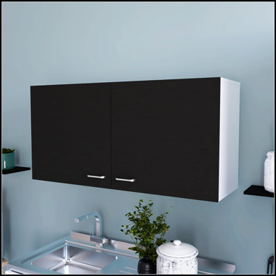 Carbon Espresso Rectangle 2-Door Wall Cabinet for Modern Storage and Stylish Home Decor