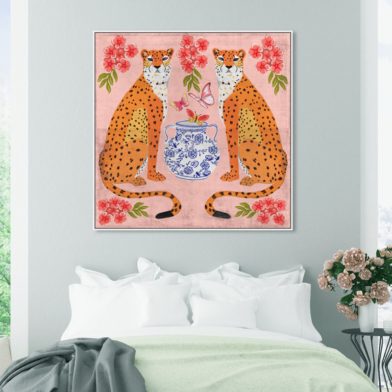 «Great Mother Cheetahs», impression sur toile, Toile avec cadre flottant, H 13 po x l 13 po, Blanc