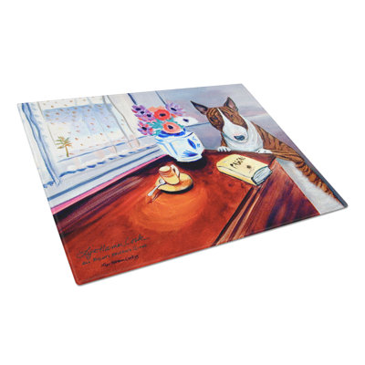 Winston Porter Bull Terrier Rectangle Glass Cutting Board