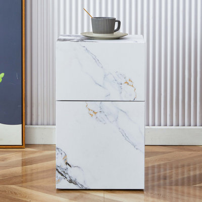 Table basse compacte en panneau de fibres à densité moyenne: 11,81 po x 11,81 po x 19,69 po, table d'appoint à texture élégante