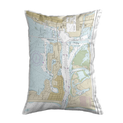 Nautical Map Outdoor Reversible Throw Pillow