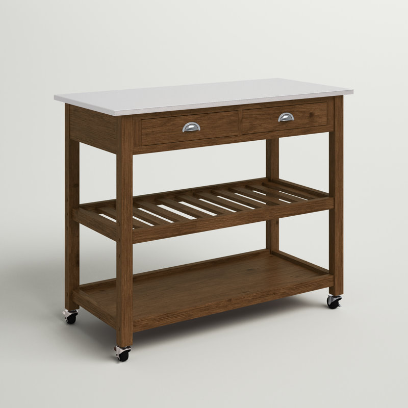 Corbi Kitchen Cart, Chestnut Wire-Brush