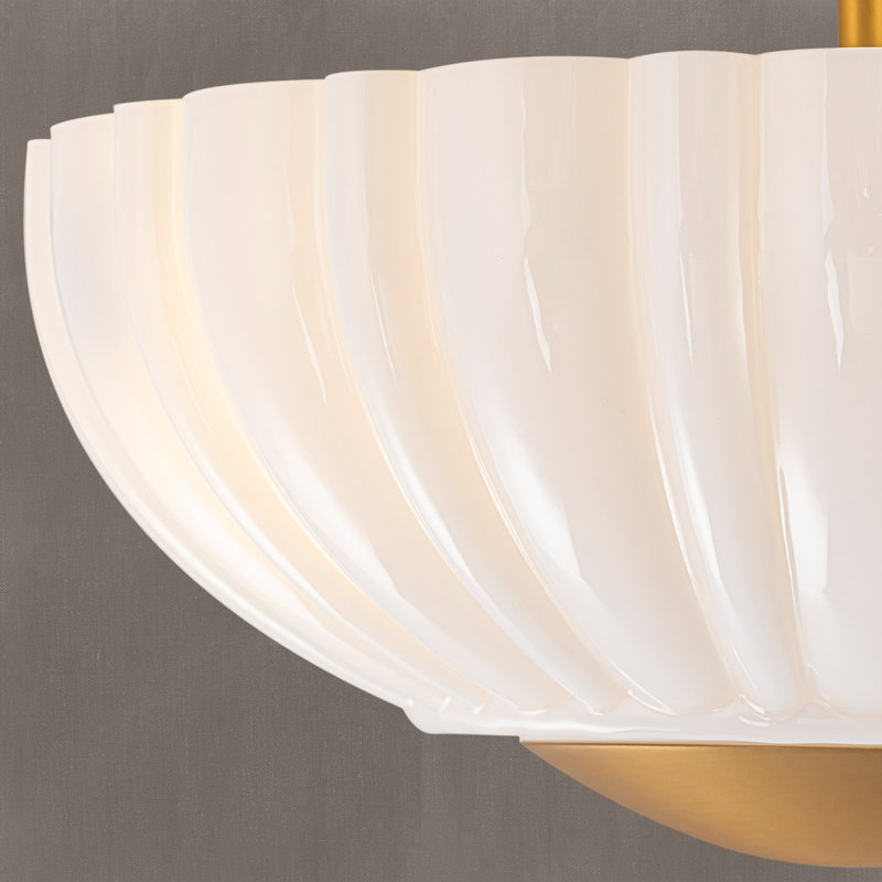 Plafonnier semi-encastré 15 po 3 lumières Mid-Century