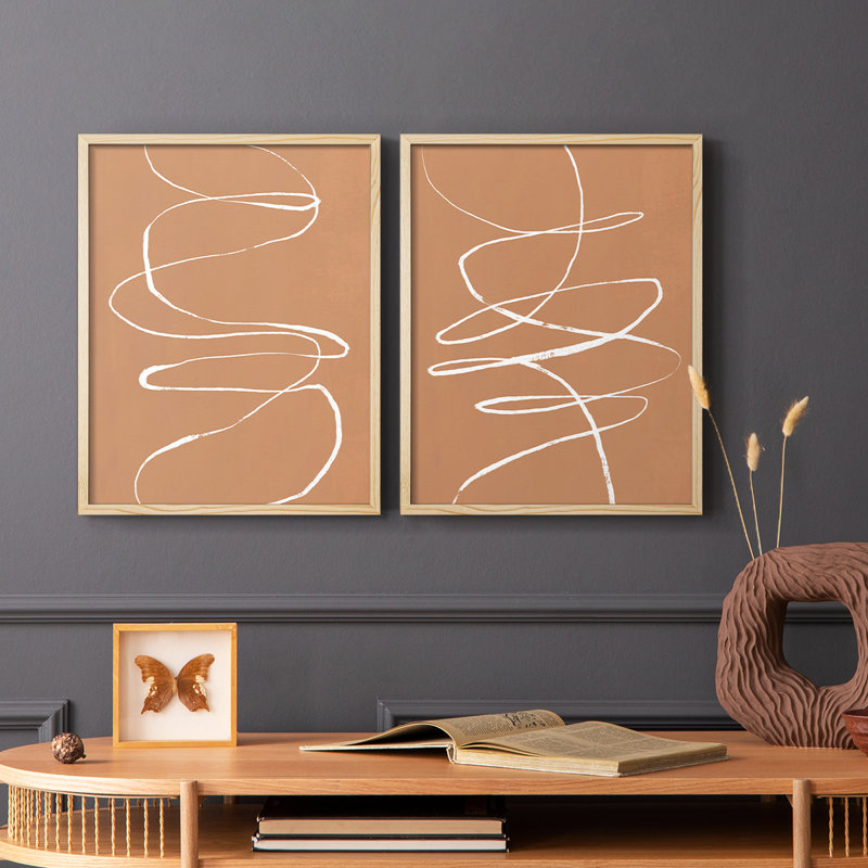 Terracotta Drift I-Premium, reproduction encadrée prête à accrocher - aucun clou requis - aucun clou requis, Bois naturel
