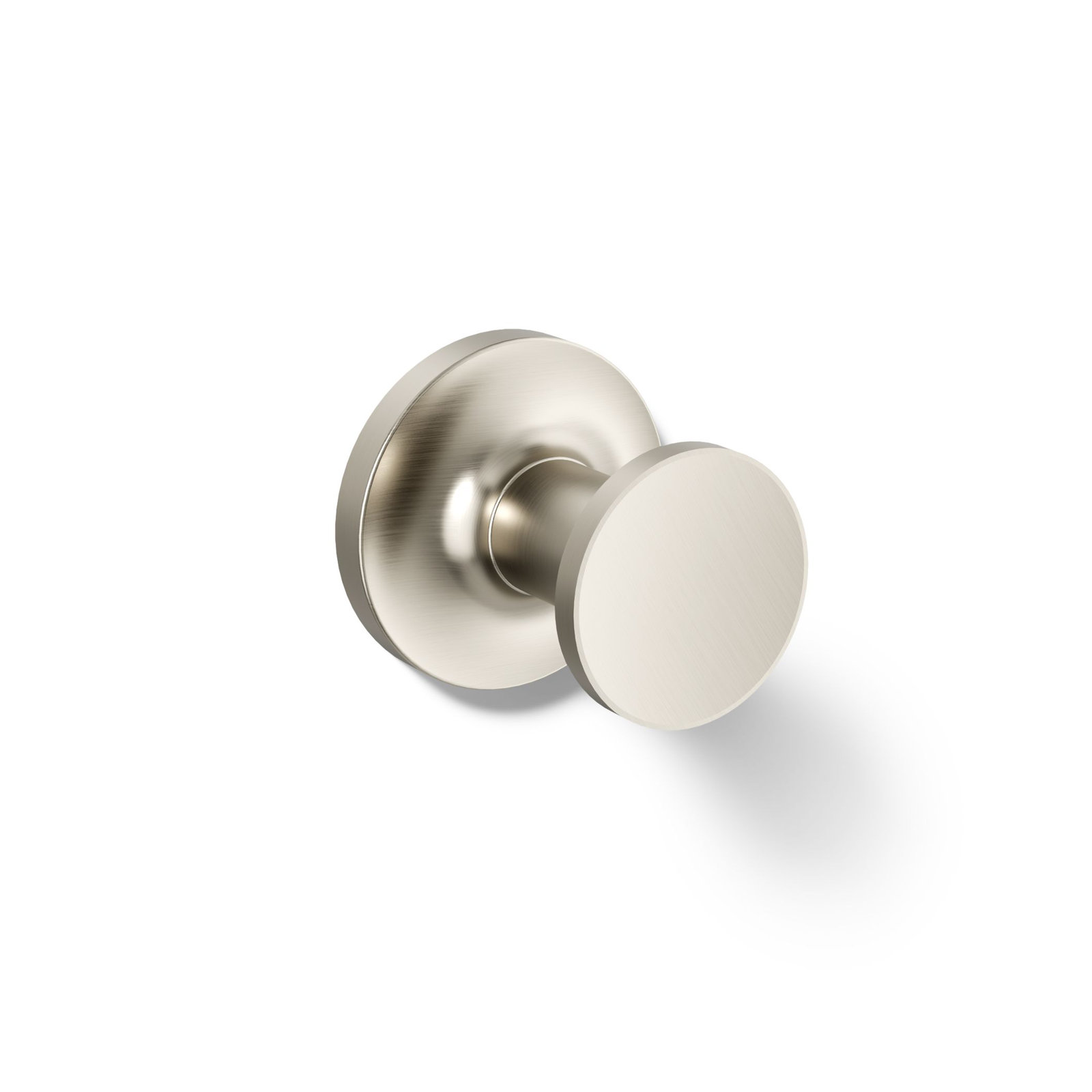 Purist Wall Mounted Round Bathroom Robe Hook, Towel Hook, Clothing Hook, Vibrant Brushed Nickel