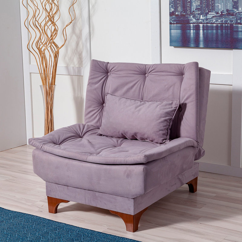 Fauteuil convertible capitonné l 29,53 po Crosland, Tricot gris