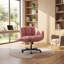 Chaise de bureau pivotante en chenille avec accoudoirs convertibles et coussin double pour bureau à domicile, crème-129963545