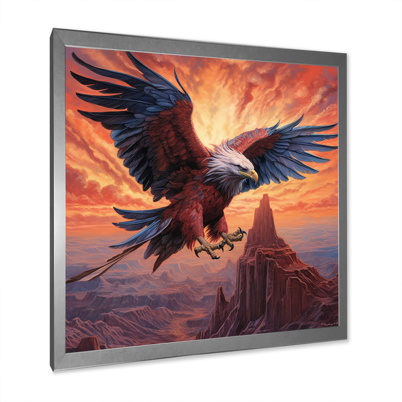 Décoration murale aigle - animaux, H 16 po x l 16 po x P 1 po, Cadre photo argenté