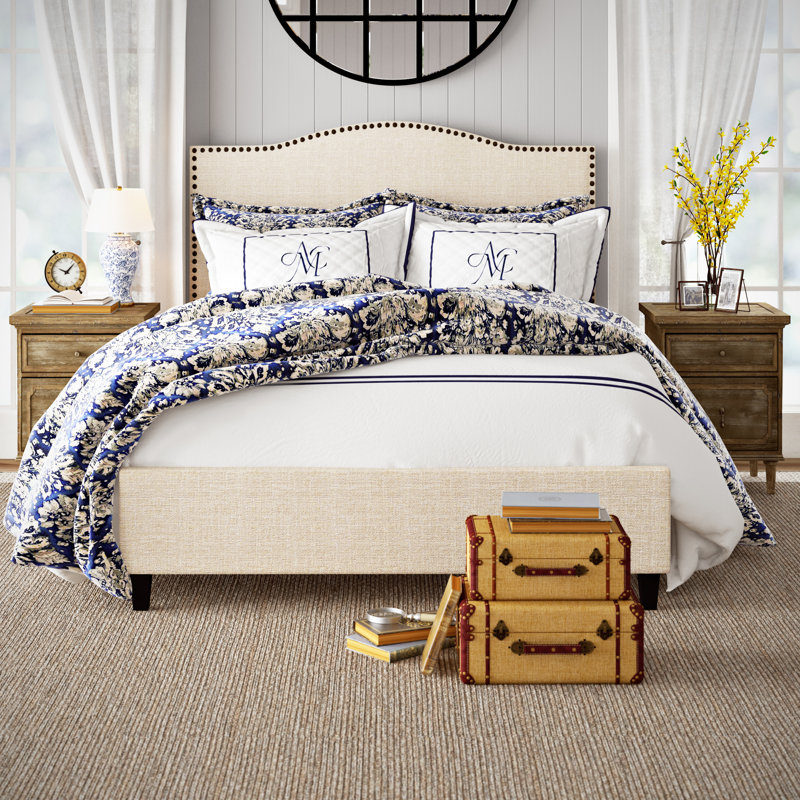 Olen Upholstered Bed, Beige, King