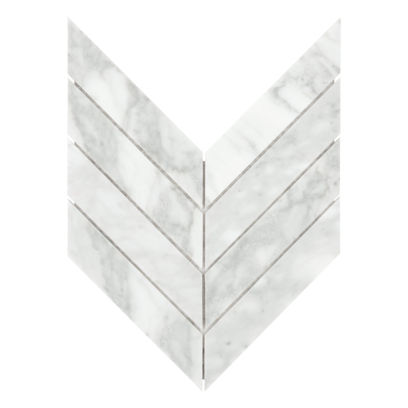 8.7'' x 7.7'' Chevron Natural Marble Floor & Wall Mosaic Tile, White