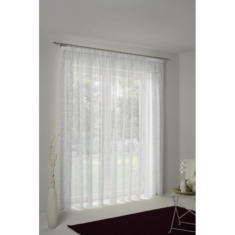 Moura Pencil Pleat Semi Sheer Curtain, 750 W x 245 D cm
