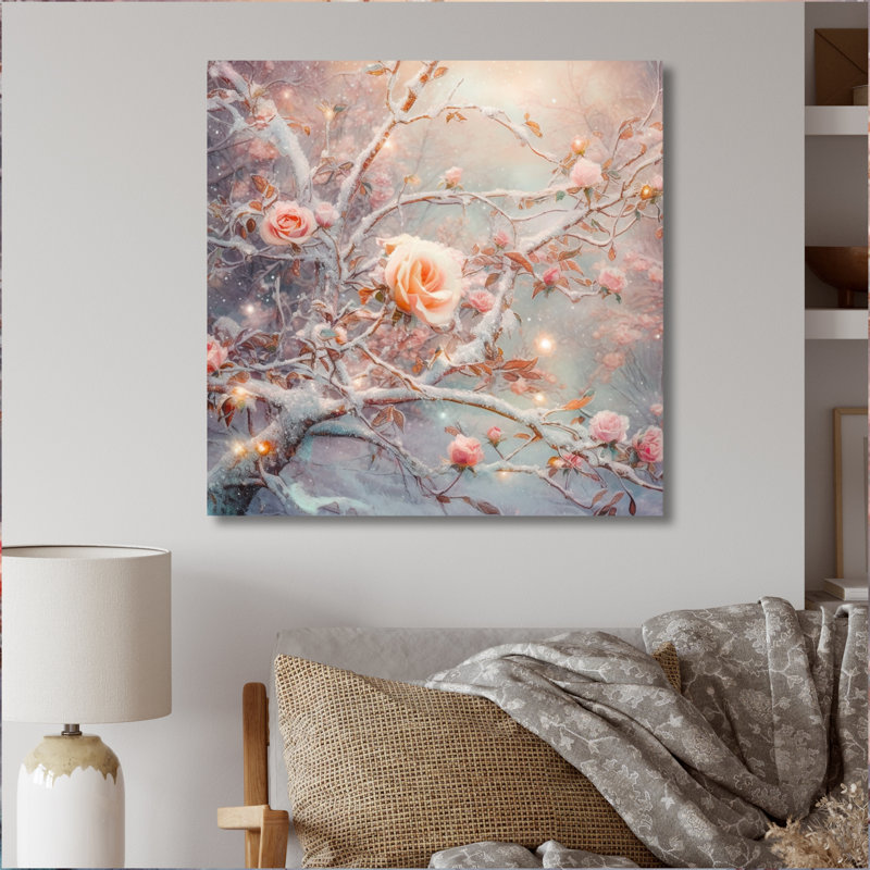 «Peach Garden Of Roses II», reproduction d'art sur toile, H 16 po x l 16 po x P 1 po, Toile tendue