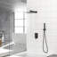 Douche murale noire matte avec douchette double, soupape et douchette, facile à nettoyer-117060813