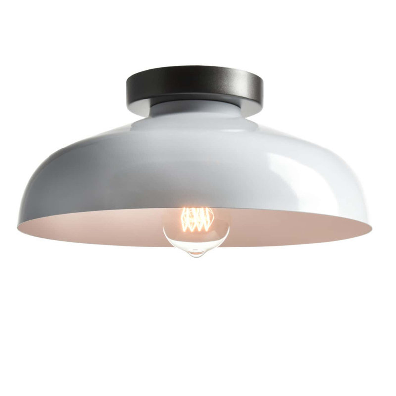 Industrial Ceiling Light with 12-Inch Metal Shade, White