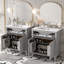 Ensemble de meuble-lavabo avec lavabo en céramique, tablette réglable et portes à fermeture en douceur-1308103310-1308103304