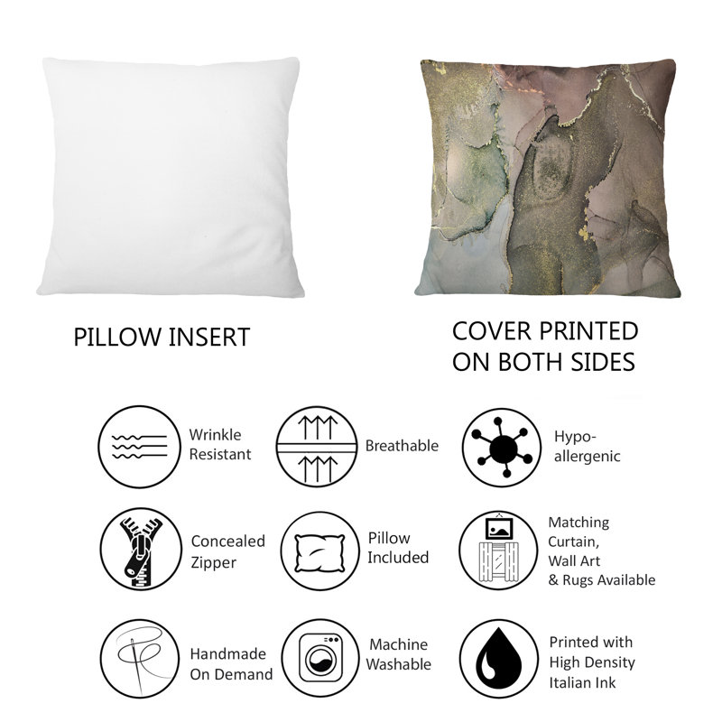 Gris et vert liquide Art I - Coussin décoratif imprimé moderne 1