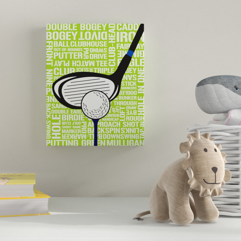 «Golf Typographie», impression, H 10 po x l 8 po x P 1,5 po, Sans mat, Toile tendue