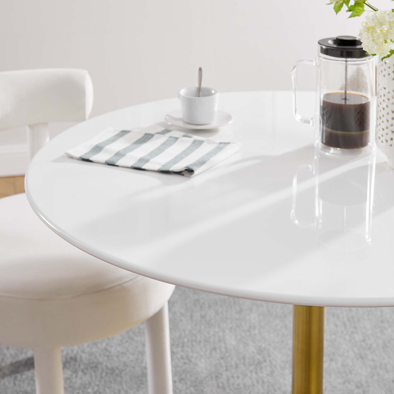 Modway Lippa 40" Round Wood Dining Table, Gold