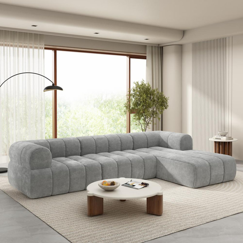 Canapé modulaire compressé Monroe, Chenille grise