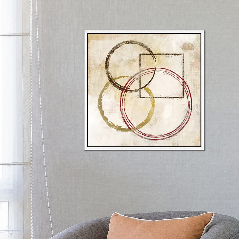 Circles And Squares II 1 Piece Wall Art on Canvas, 66.04 cm H x 66.04 cm W x 4.445 cm D, White Floater Framed