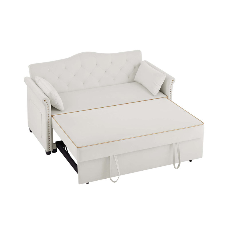 Canapé-lit en velours avec capitonnage pour chambre Livinig
