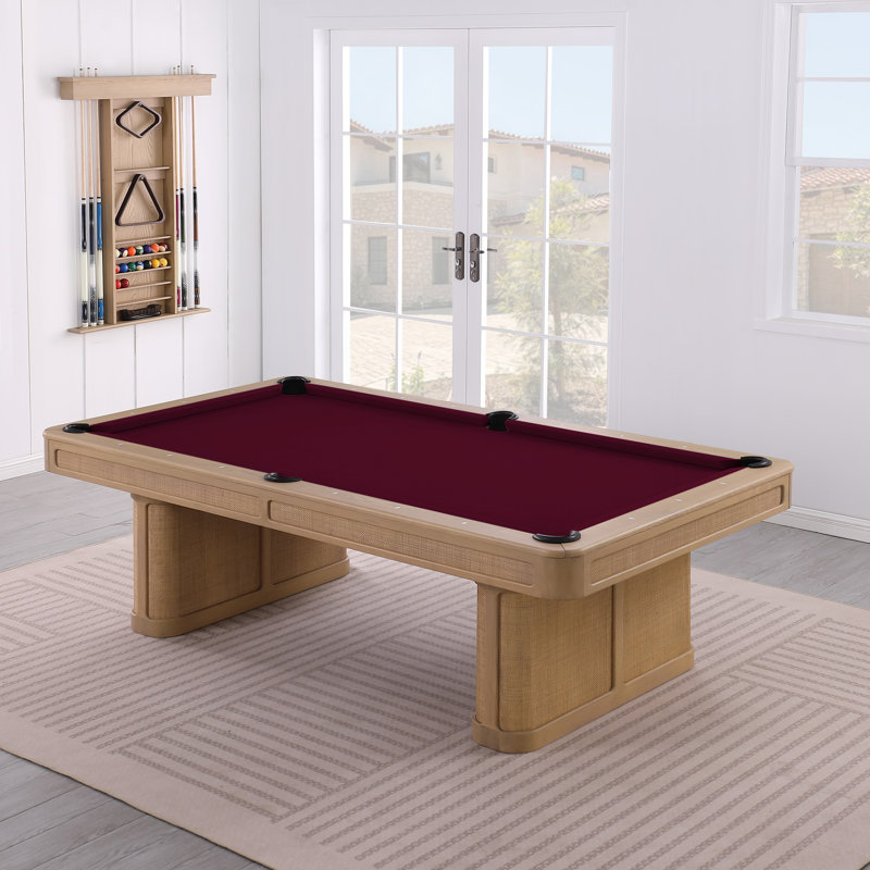 Table de billard en ardoise avec plateau de salle à manger en option Solara, Rouge vin, Non