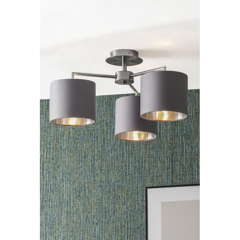 Sundari Fabric Semi Flush Mount, Brushed Silver, Gray