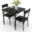 Ensemble de table de salle à manger 3 pièces pour 2 personnes, table de cuisine carrée compacte et 2 chaises rembourrées, ensemble de table de cuisine carré Farmhouse, mobilier de salle à manger compact pour appartement, studio, noir