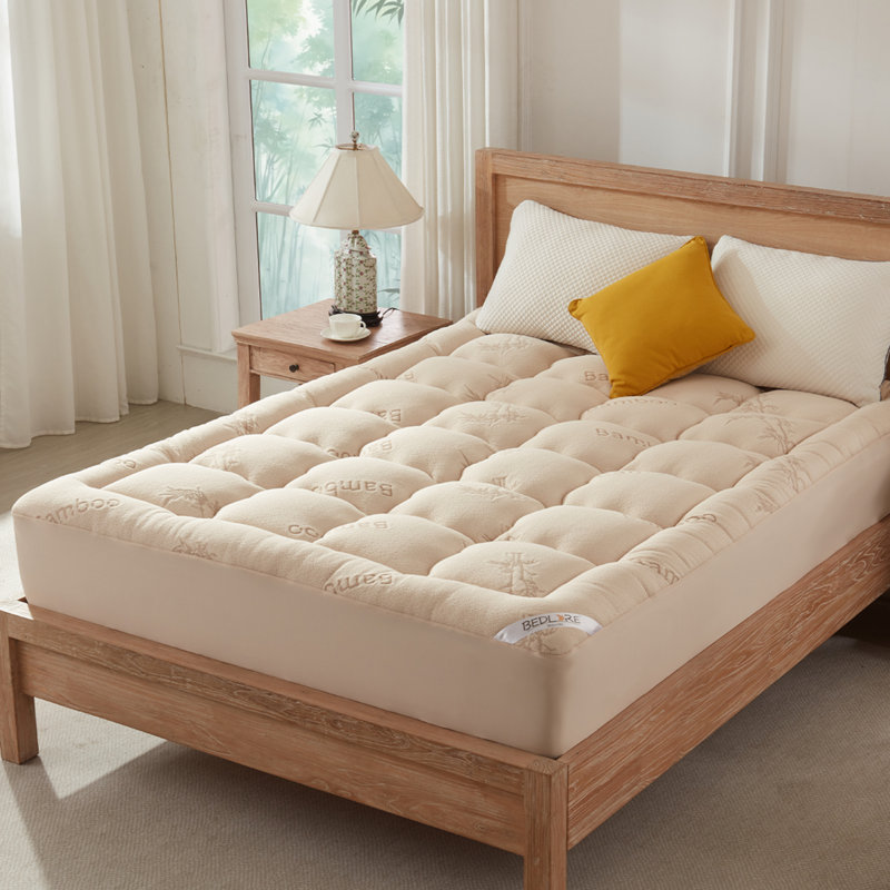 Surmatelas en rayonne de bambou BEDLORE®, surmatelas avec poche profonde de 6 à 18 po, surmatelas moelleux pour soulager les maux de dos