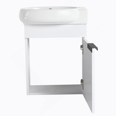 Meuble-lavabo autoportant à fermeture en douceur avec lavabo