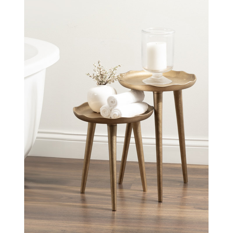 Ensemble de support à plante rond deux pièces, Or