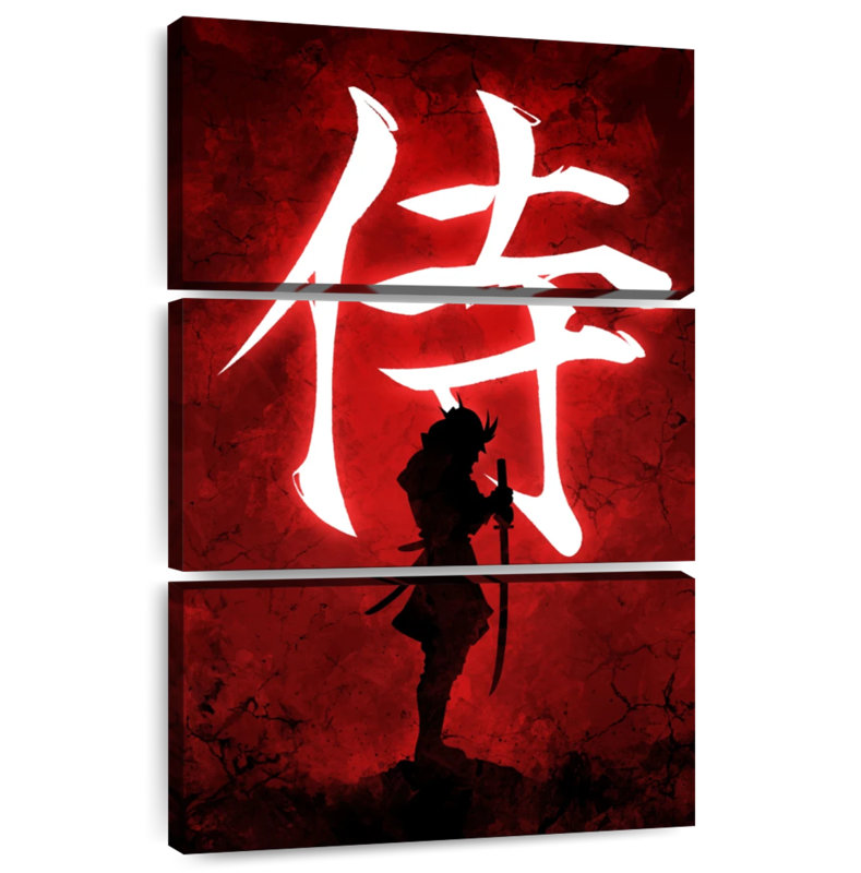 Leisha Samurai sur fond rouge, H 38 po x l 24 po