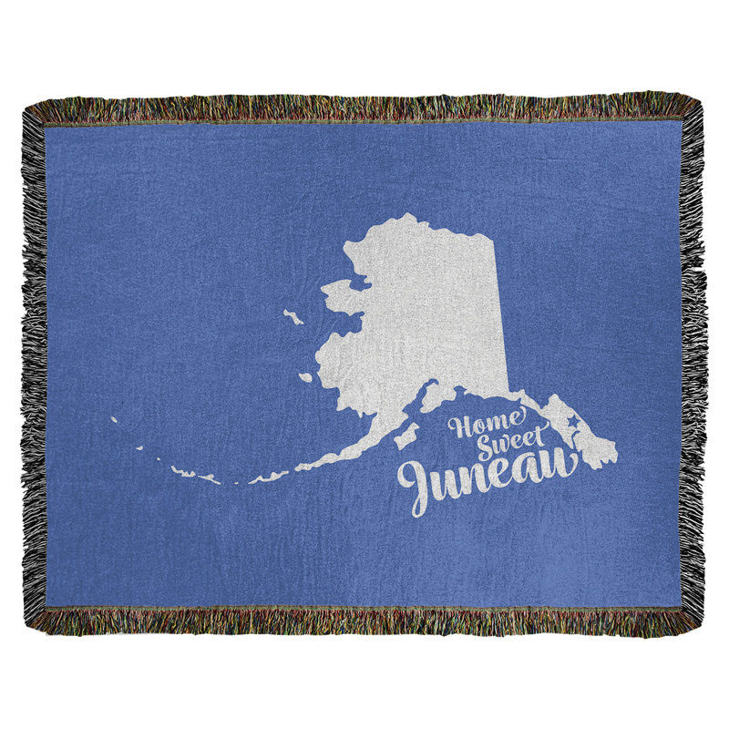 Jeté en coton tissé juneau alaska, l 50 po x L 60 po, Bleu