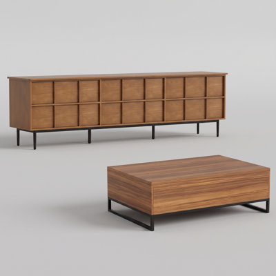Meuble télé et table basse style Mid-Century moderne (ensemble de 2)